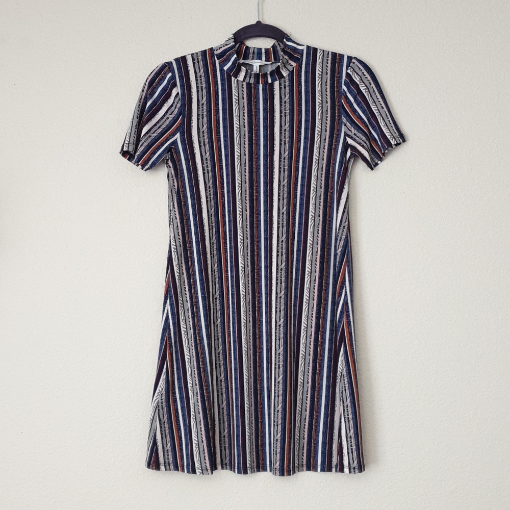 BCBGeneration MockNeck Striped Swing Dress